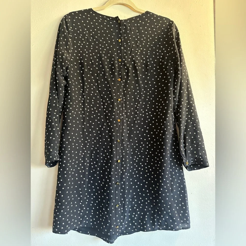 Madewell Black Star Print Long Sleeve Dress - Picture 6 of 7